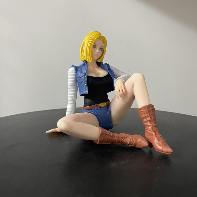 11cm Anime Dragon Ball Z Android 18 Sitting PVC Action Figure Toys Collection Model Gift