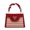 Wedding Bag 2024 New Model Red Bridal Bag Wedding High-End Houndstooth Pattern Single Shoulder Crossbody Handbag for Women