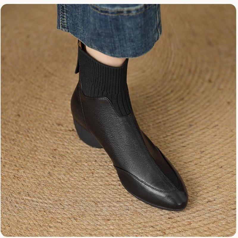 Winter new soft pointed wedge Martin boots comfortable rear zipper non-slip versatile velvet short boots