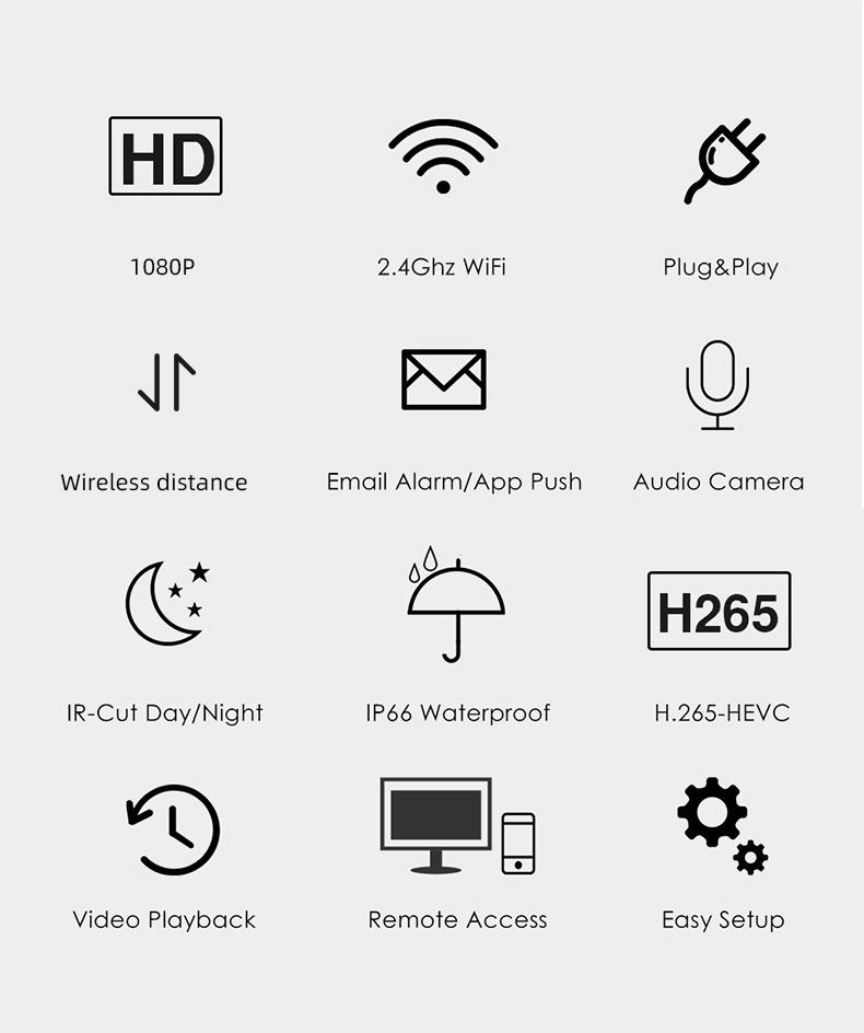 Outdoor Waterproof Wireless CCTV Home Monitoring Camera Kit