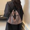 College Style Large Capacity Bow Women 2025 New Autumn and Winter Popular Leopard Print Double Shoulder Back Single Shoulder Messenger Bag