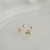 Exquisite S925 Sterling Silver Triangle Openwork Flower Screw Earrings