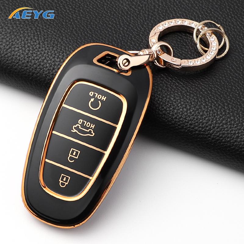 Fashion Soft Tpu Car Key Case Cover Shell For Hyundai Santa Fe Tucson Nexo Nx4 Atos Prime Solaris Key Fob Accessories