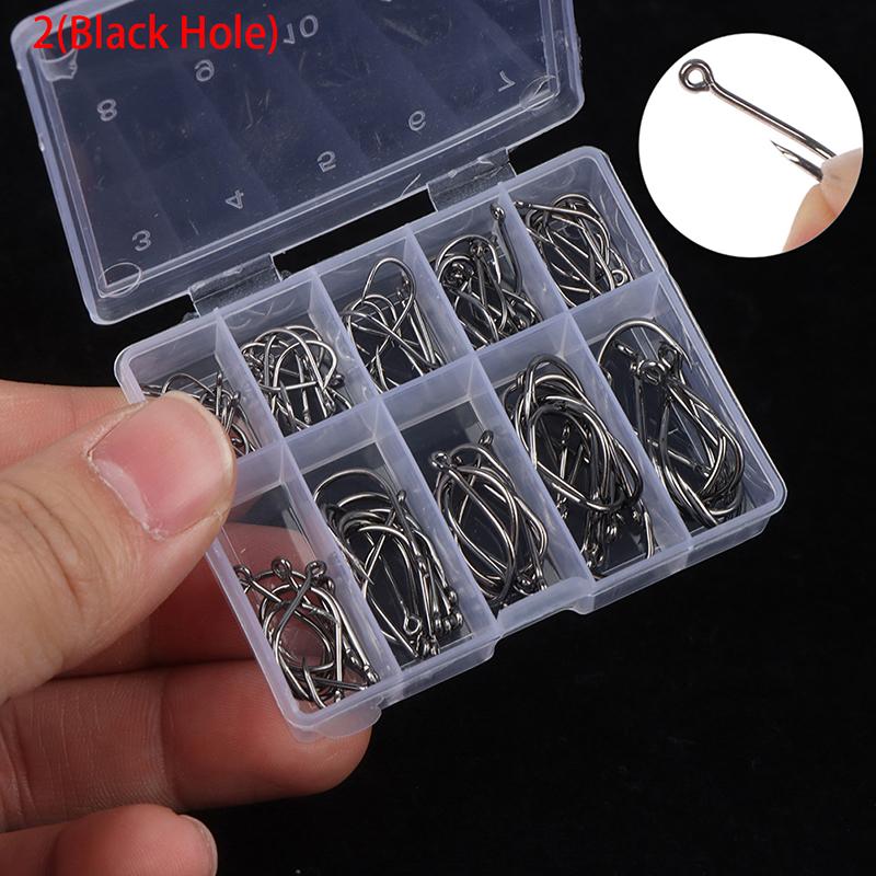 

100 шт./кор. рыболовные крючки из высокоуглеродистой стали для морской рыбы, одинарный крючок для мягкой приманки 2(Black Hole)