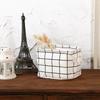 Simple Style Rectangular Desktop Storage Box Grid Stripe Printing Pattern Storage Box With Handle Waterproof Fabric Storage Box
