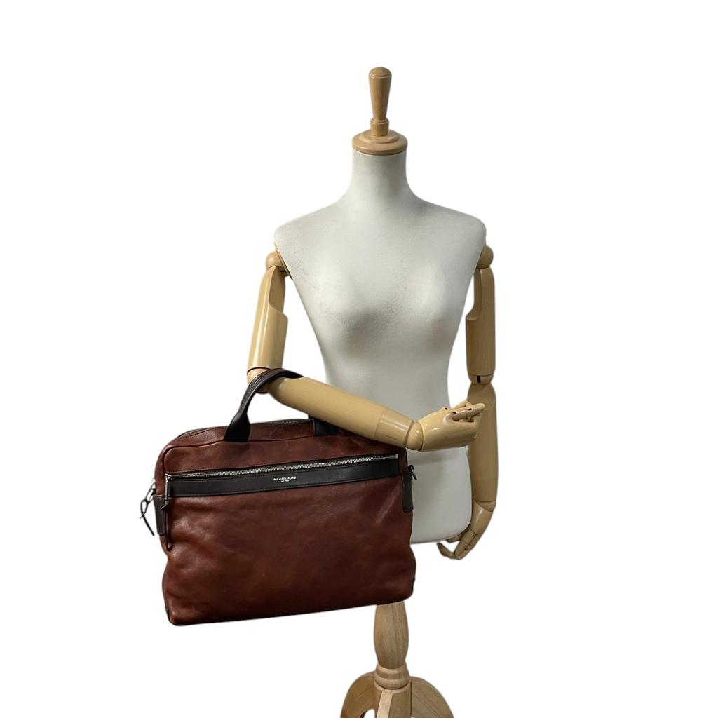 Used Michael Kors 2 WAY BriefcaseBriefcase Brown/Dark Brown Leather Mens