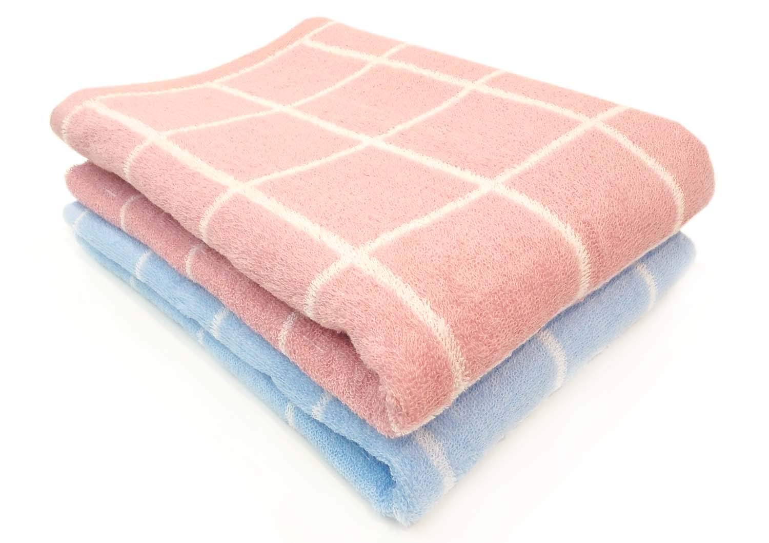 

Kosugizen Bath Towel Graph Check 2 Colors 1 Piece Each 60 x 120cm Thin Type Easy to Dry Daily Use Set of 2 ZG-6803-2