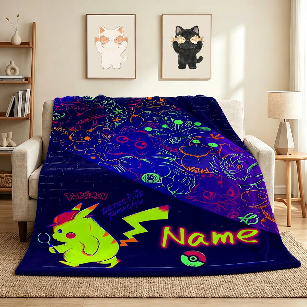 Custom Name Ghostly Friends Flannel Blanket Throw Blanket Soft Warm Sofa Bed home Decor Unique Gift