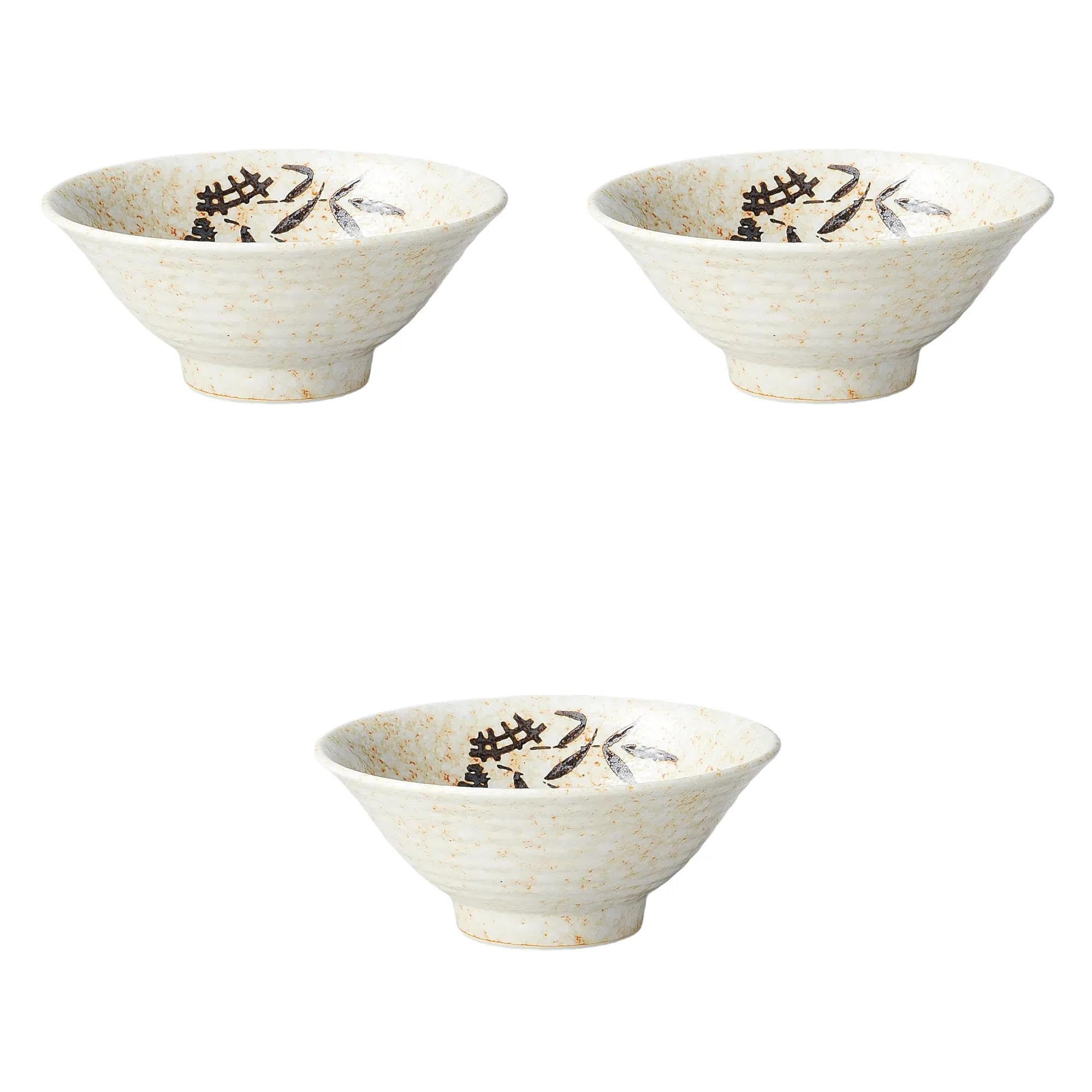 

Set of 3 Porcelain Shino Soba Bowls x Handon Setomonohonpo 5.8cm [17.2 7.5cm]
