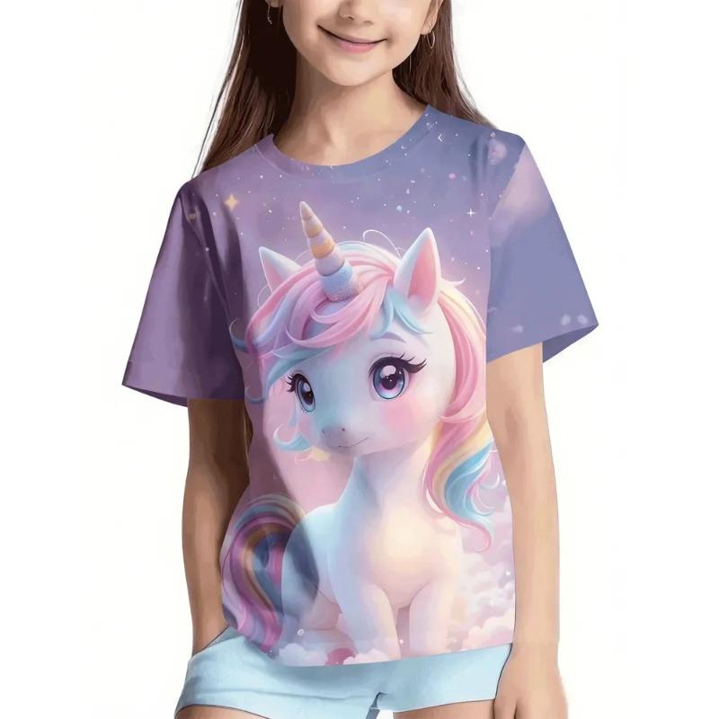 Summer Children's 3D Printed Crew Neck T-Shirt Fashion Versatile Breathable Trend Casual