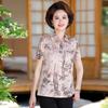 Women's Summer Mulberry Silk Printed Shirt - Chinese Style, Breathable, Short Sleeve for Mid-Aged Mother's Wear