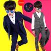 2025 Autumn Korean Style Kids' Flower Girl Dress & Boys' Three-Piece Performance Suit
