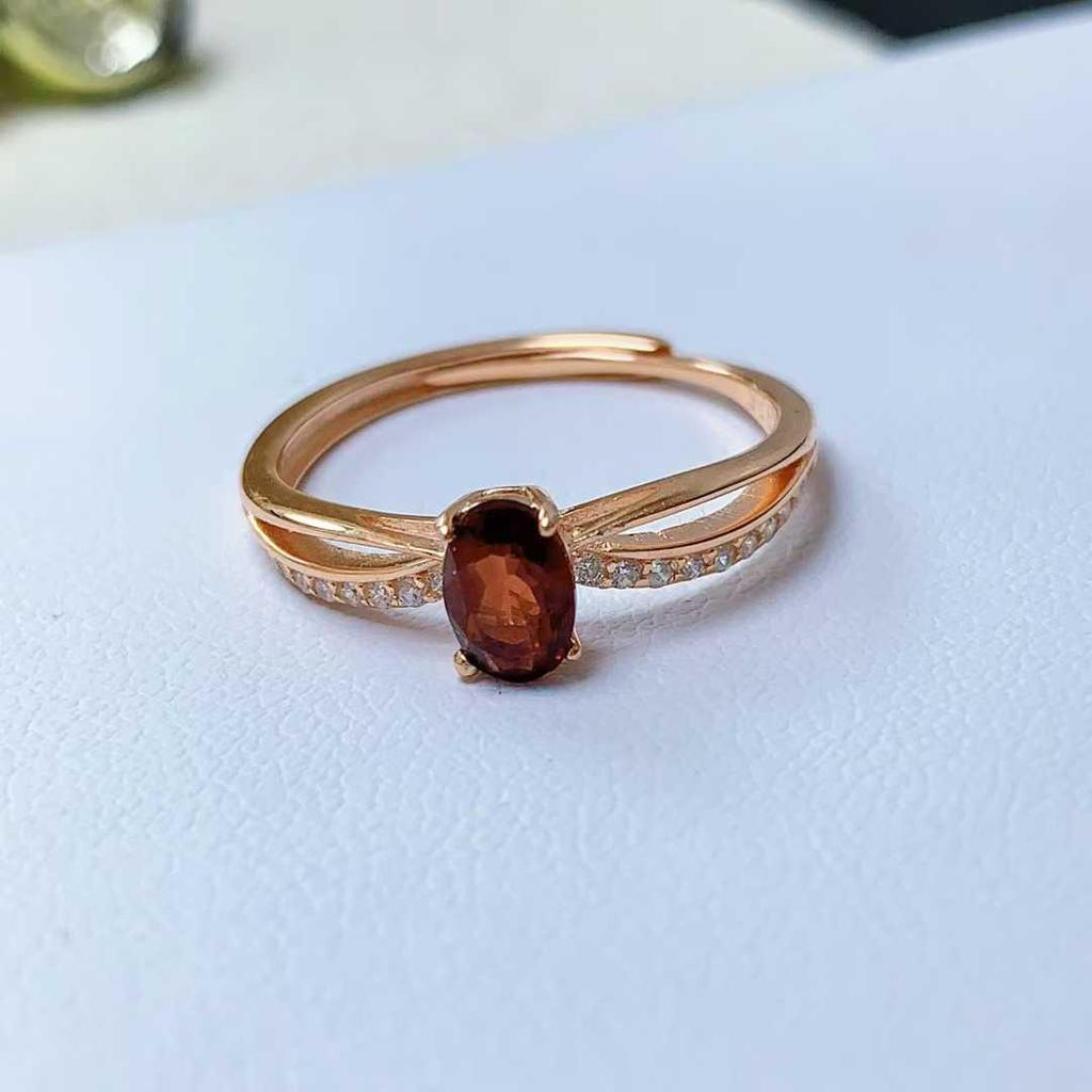 925 Sterling Silver Ring with Natural Citrine and Garnet Gemstones for Women