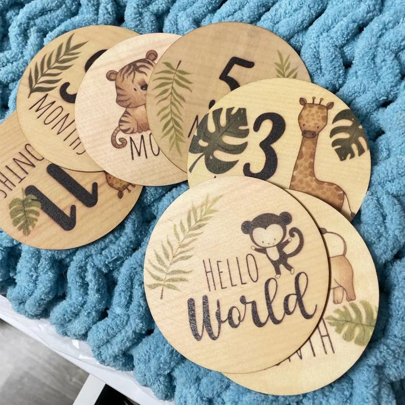 Card Cards 7PCS Newborn Photography Props Wooden Monthly Milestone Baby Shower Gift Present for Boys Girls Girls Pregnancy Growth Announcement