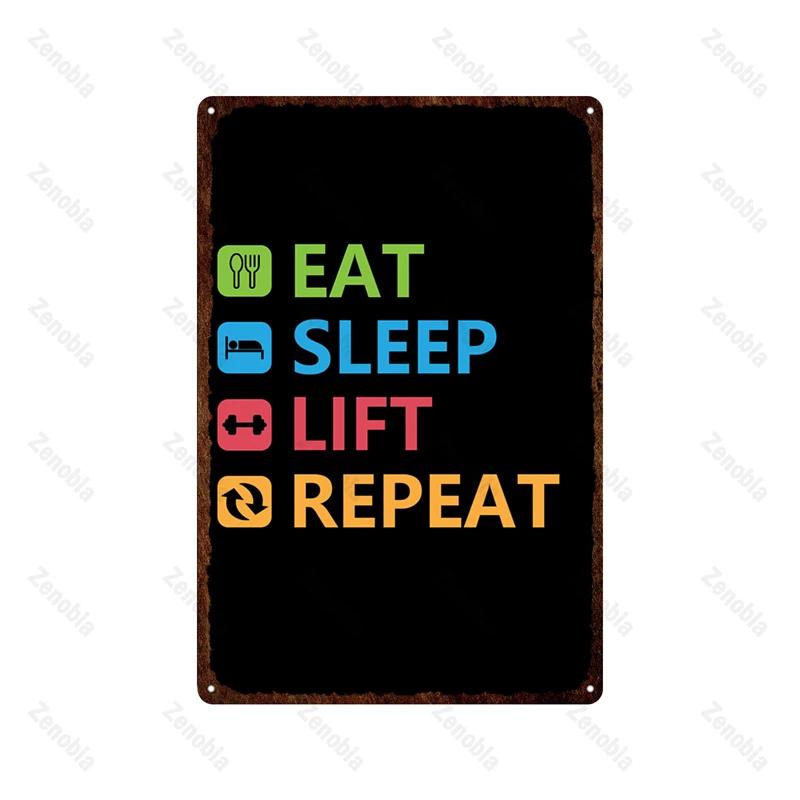 Trening Mięśni Fitness Metalowy Znak Podnoszenie Ciężarów Boks Sport Metalowa Tablica Tabliczki Sztuka Podnoś Ciężkie Blaszane Plakaty Siłownia Bar Wystrój Domu