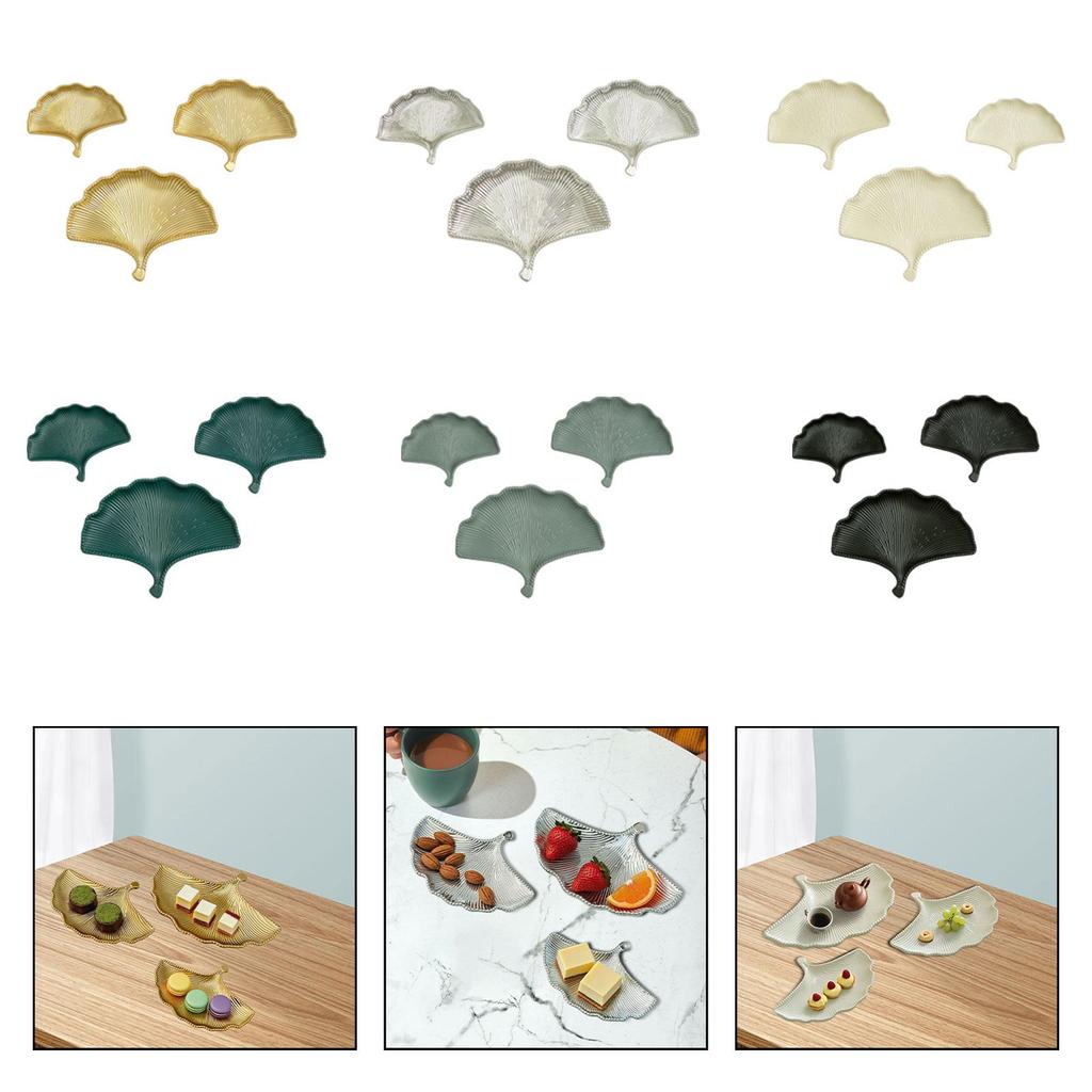 3 Pieces Ginkgo Leaf Dessert Plate Party Display Plate Rustic Decorative Tableware Luxury Decorative Snack Dish for Fall Harvest