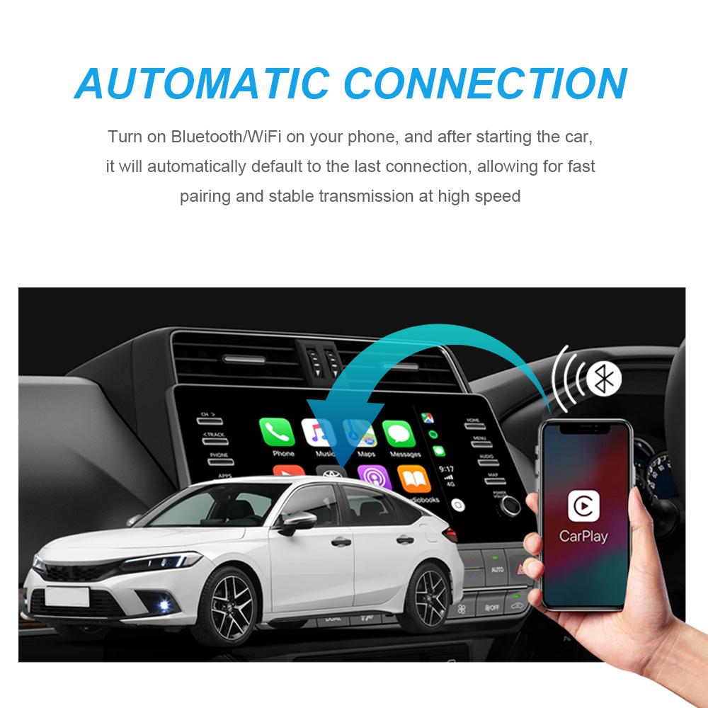 NEW Mini  2 in 1 Wired to Wireless CarPlay and Android Auto Adapter Transmission Speed Plug and Play Fashionable and Portable