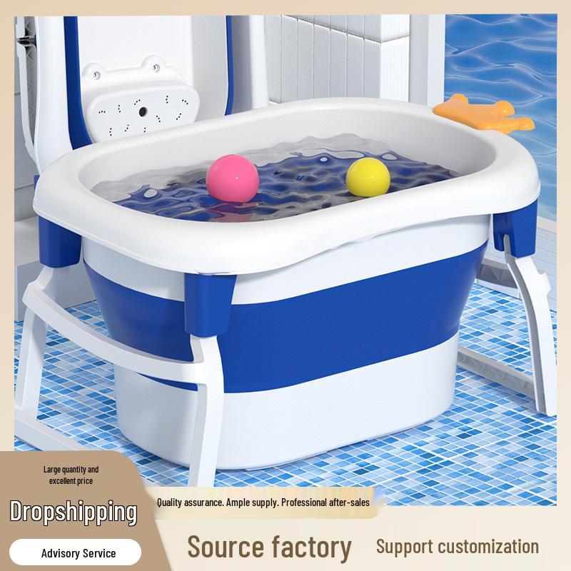 Children's Large Dual-Use Folding Bathtub - Crown Design for Sitting and Lying