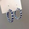 Huitan Gorgeous High-quality Hoop Earrings Female Luxury Party Jewelry Geometric Bright Blue/White Cubic Zirconia Accessories
