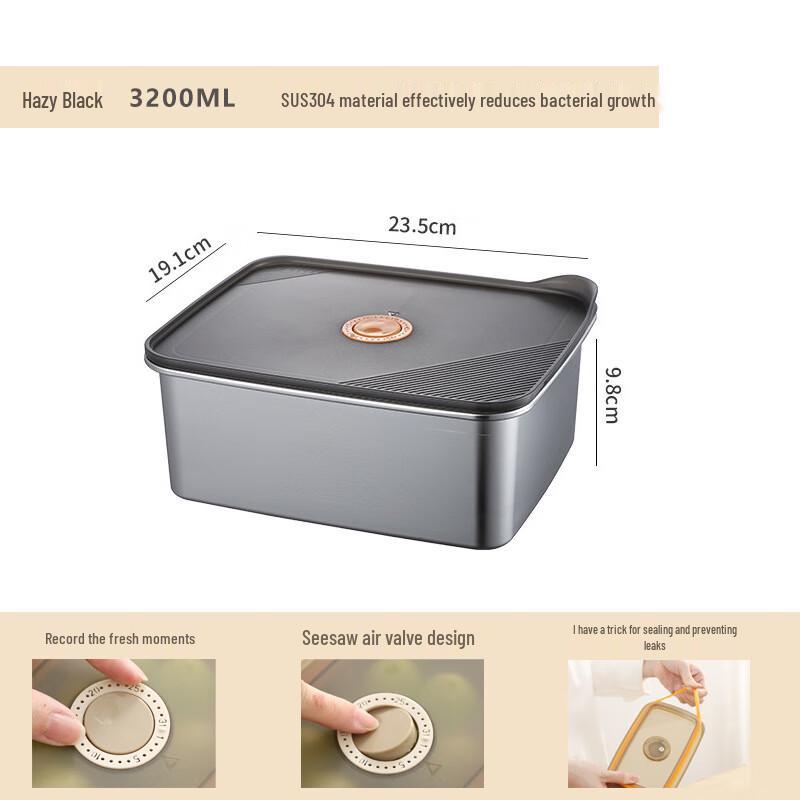 Miss Yizi Microwaveable Stainless Steel Sealed Food Container 3200ML