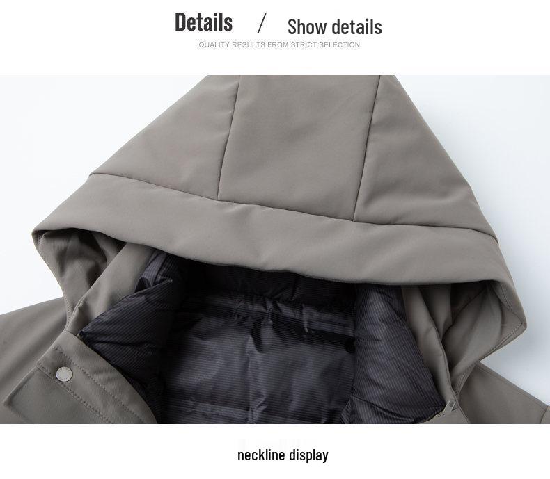 Men's Hooded Down Jacket with Removable Liner, 3-in-1 Design for Middle-Aged and Elderly.