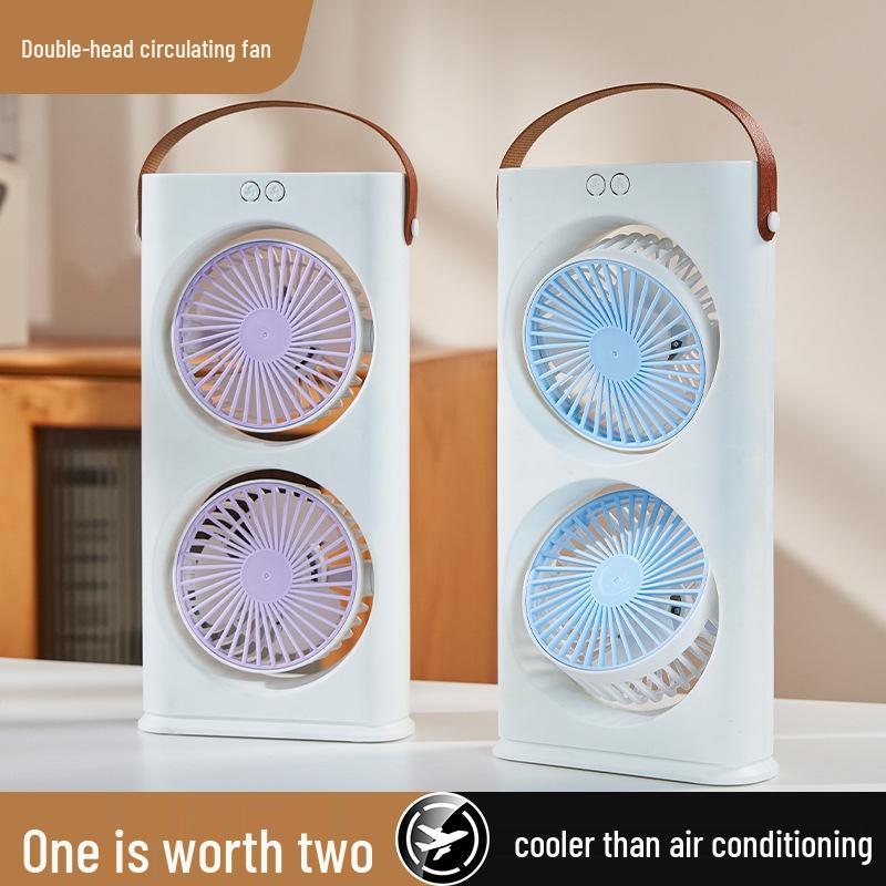 Rechargeable Dual-Head Desktop Circulation Fan for Office or Dorm Use