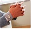 Camel Wool Knitted Gloves Women's Autumn and Winter Warm Outdoor Antifreeze Full Finger Gloves Piled and Thickened