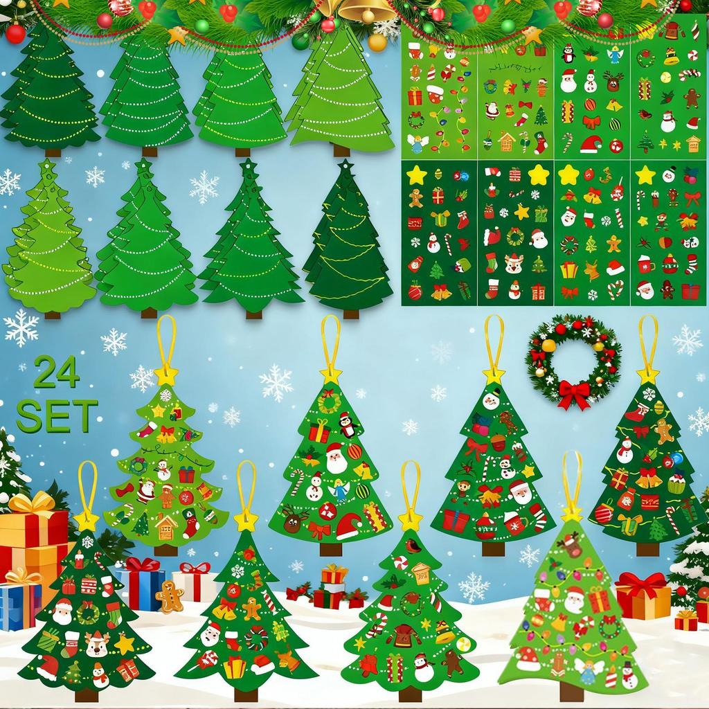 Christmas Crafts For Kids 2D Decorations With Stickers Make Christmas Ornaments For Kids Adults Tree Holiday Classroom Class