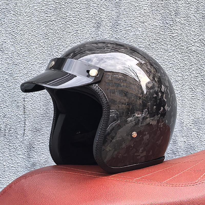 ORZ Lightweight Carbon Fiber Helmet Motorcycle 3/4 Half Helmet Cruise Motorcycle Helmet