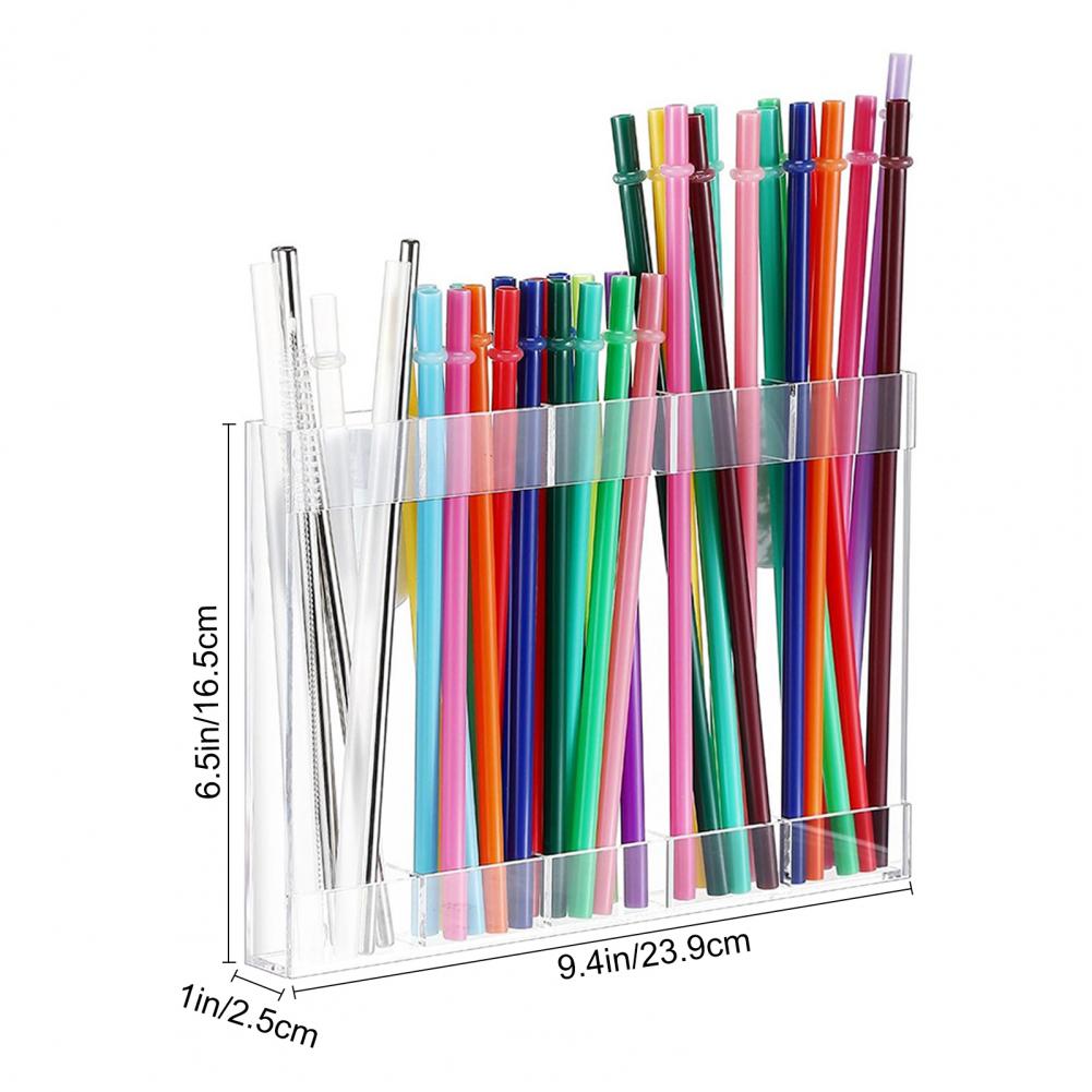 Acrylic Straw Display Stand Countertop Straw Rack Transparent Acrylic Straw Holder with Reusable Tumbler Organizer