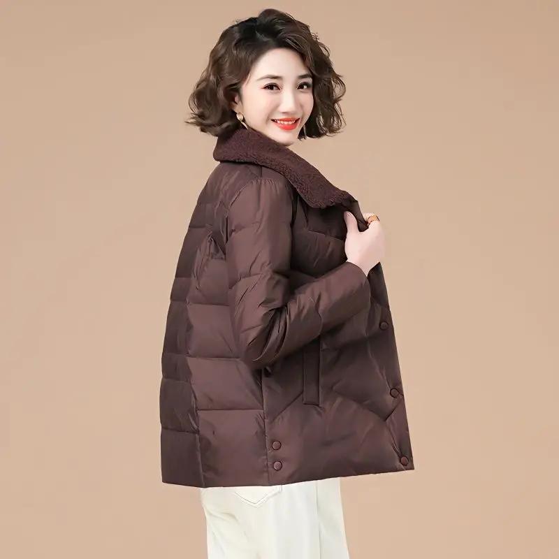 Jas Dames Korte Jas Kleine Katoenen Jas Dames Damesmode met Fleece Lamswol Katoen