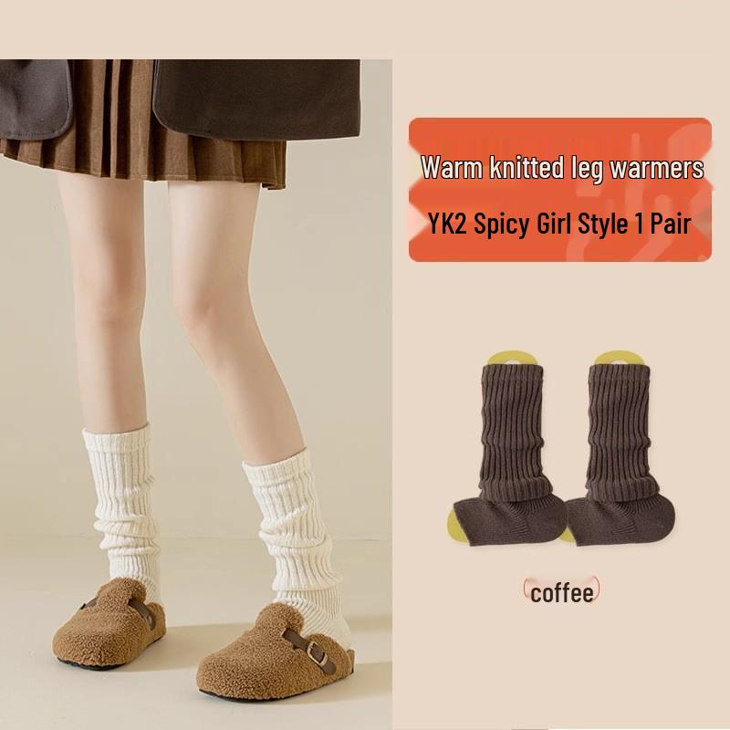 Guêtres Tricotées Couleur Unie pour Femmes - Chaussettes Longues Style Y2K pour le Printemps et l'Automne