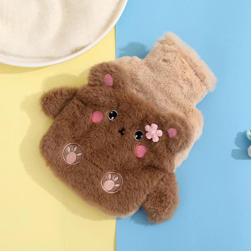 Cartoon Plush Hot Water Bottle & Hand Warmer - Removable, Washable, Cute Design for Students and Babies