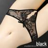 Koreańskie koronkowe przezroczyste stringi bez krocza: Seksowne, niskie w pasie, przewiewne, urocze siateczki z kokardką.