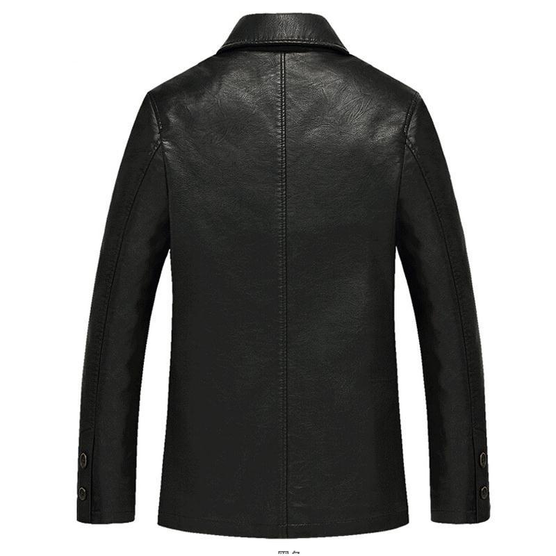 Läderjacka Herr Mjuk PU Herr Business Casual Kappor Man Jaqueta Masculinas Inverno Couro Stor Storlek XXXL 4XL