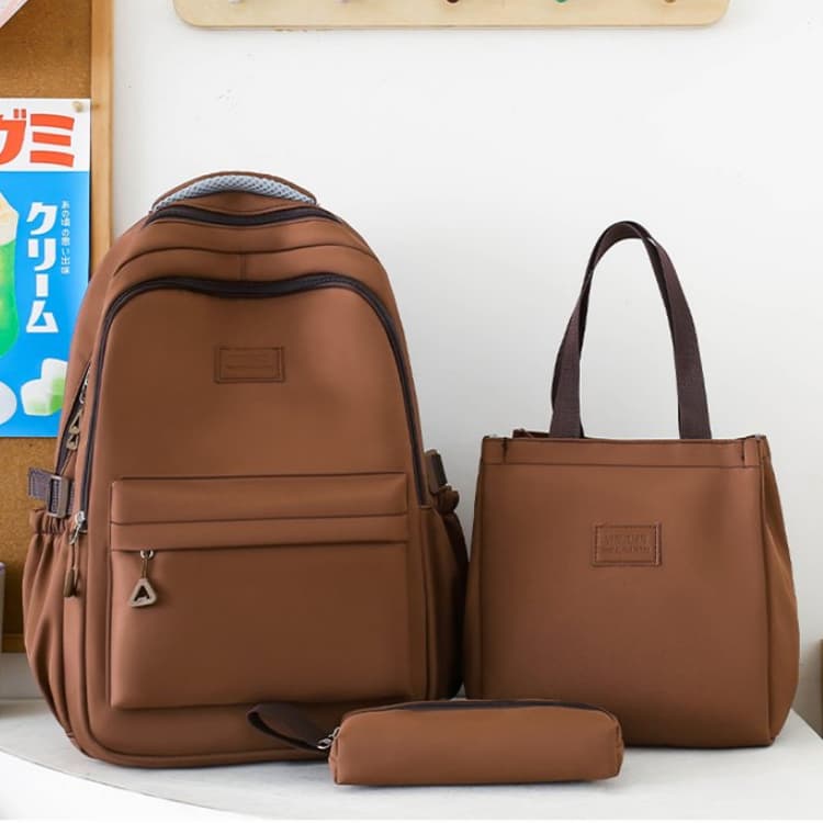 Three-piece nylon backpack student bag