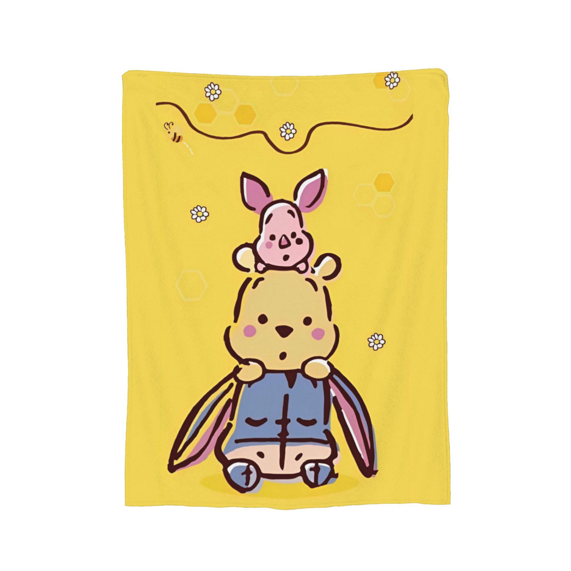 

Winnie The Pooh Flannel Blankets Cute Pooh Bear And Piglet Funny Throw Blanket for Home 200x150cm Bedspreads, 130x150cm