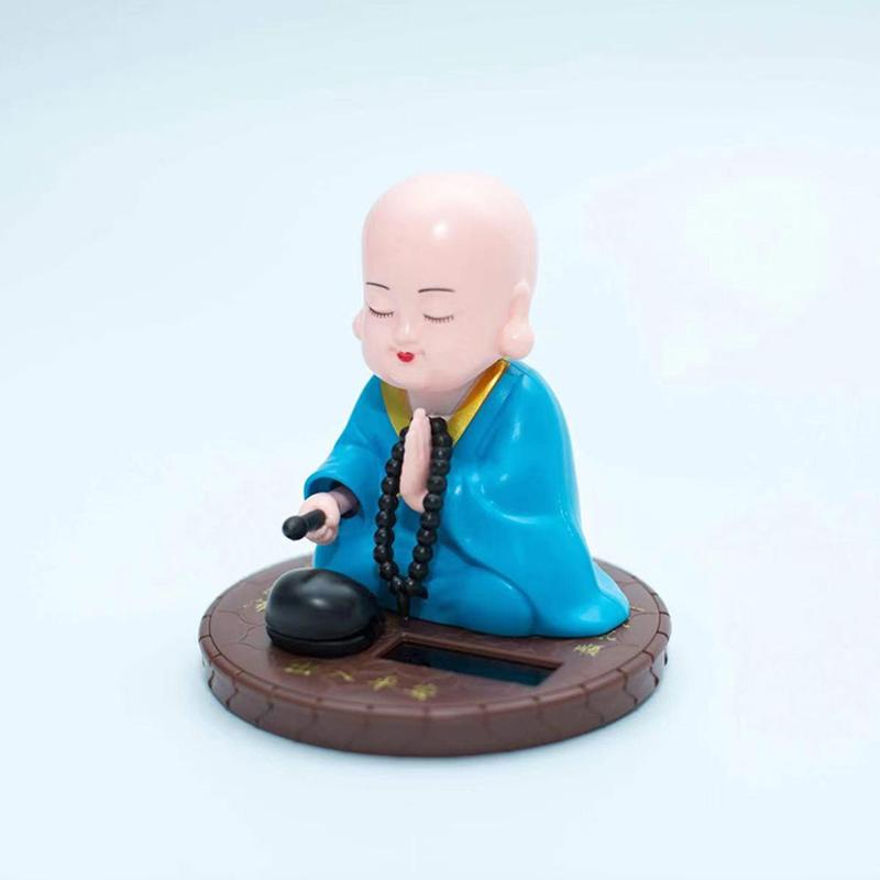 1Pc Car Dash Board Home Office Decoration Solar Powered Bobble Shaking Head Dancing Toy Buddhist Monk Figurines Statues