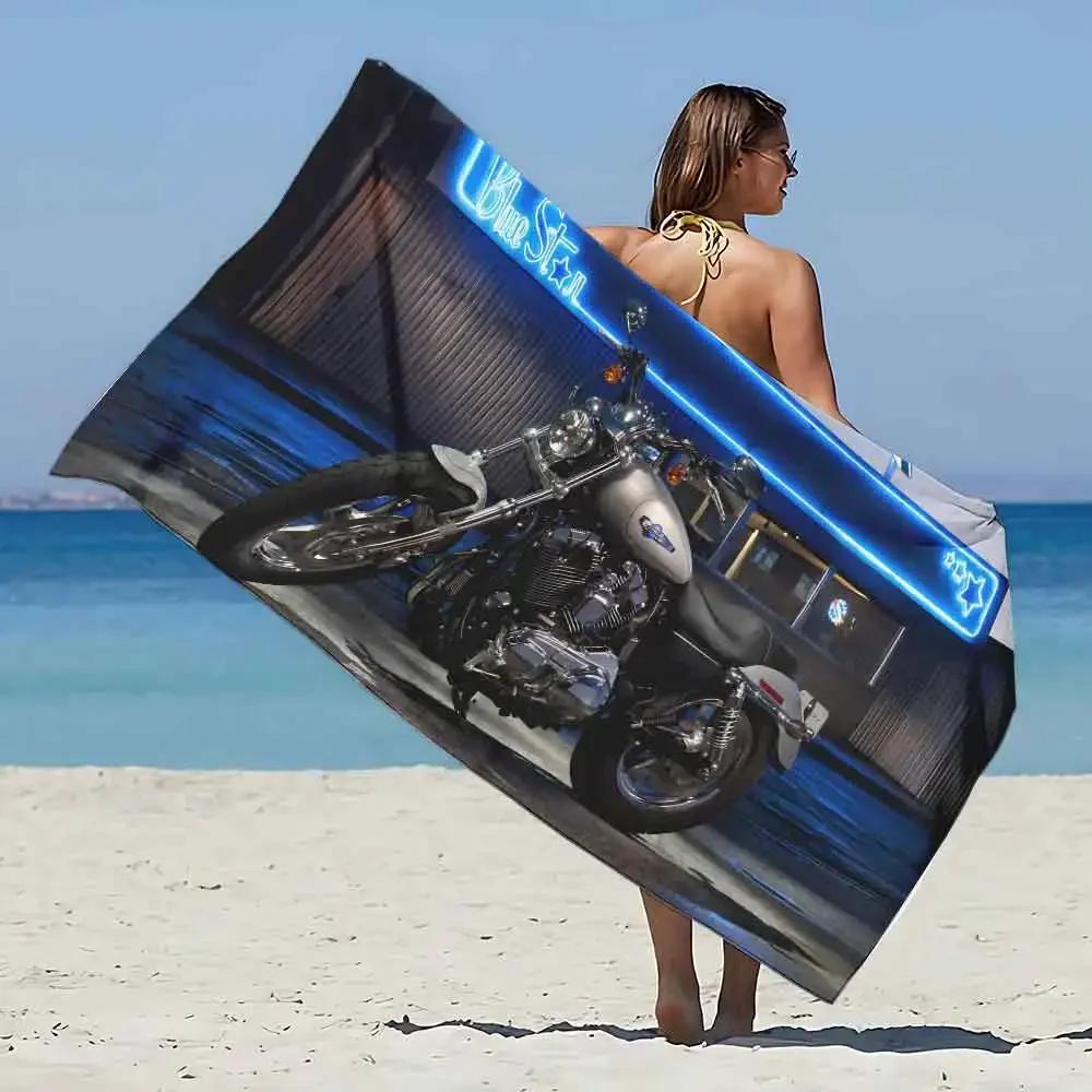 Sunset Motorcycle Print Bath Towel - Soft Absorbent Towel for Bike Lovers, Unique Design for Everyday Use and Travel