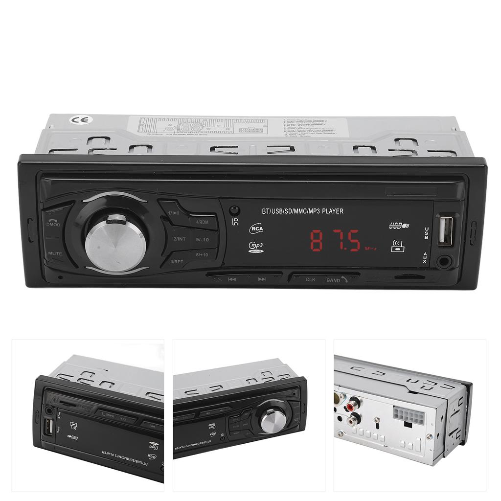 Car Bluetooth MP3 LED Stereo Music Player Multimedia Support U Disc USB Steering Remote Control