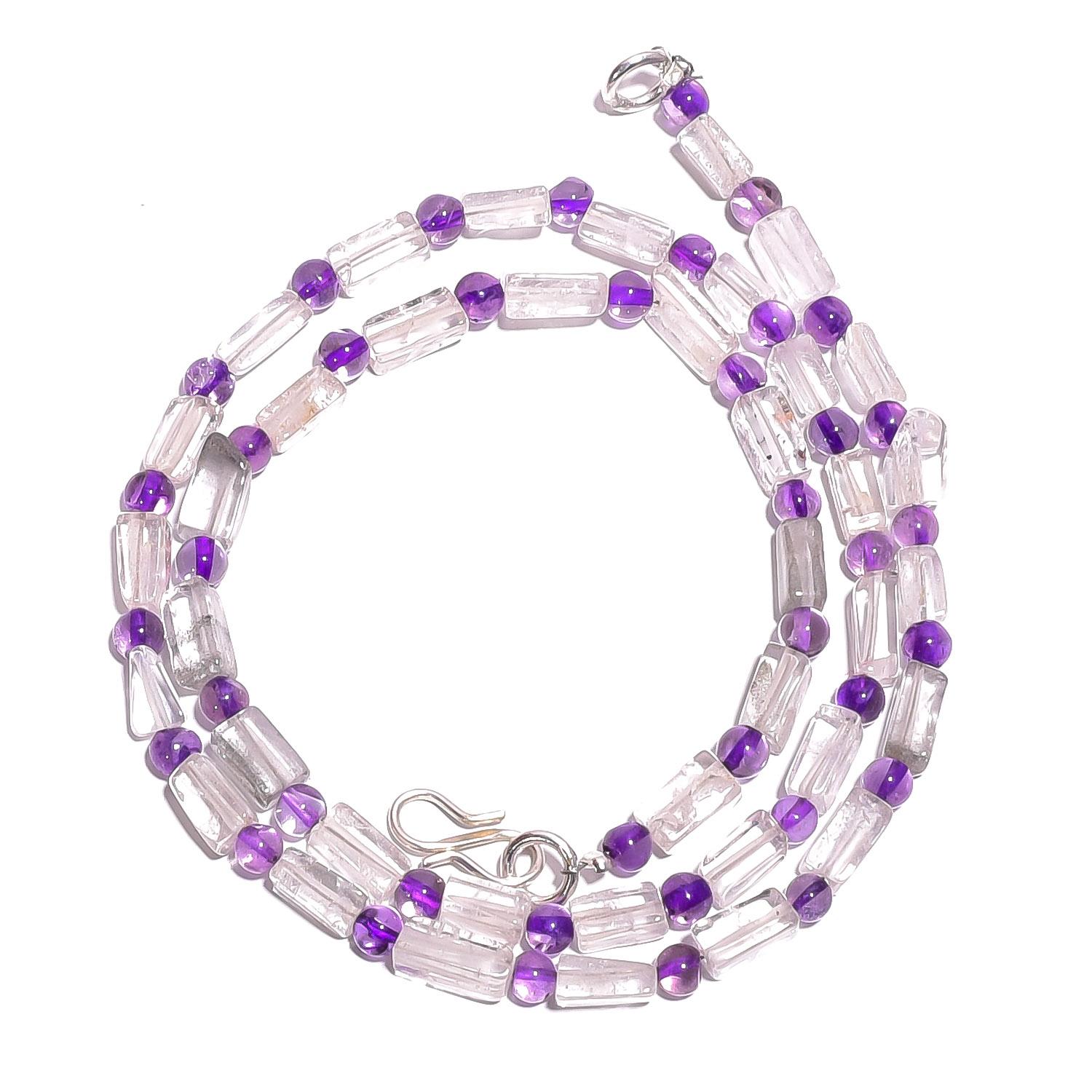 

Natural Crystal Amethyst Gemstone Mix Shape Smooth Beads Necklace 17 UB-5085 UB-5085