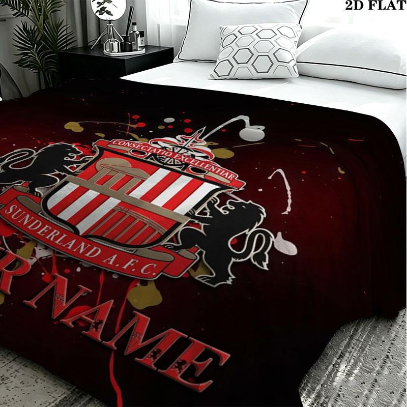 1PC Sunderland A.F Custom Name Patterned Flannel Blanket Suitable For All Seasons for Home Decor Warmth and Comfort Gifts Holiday Present