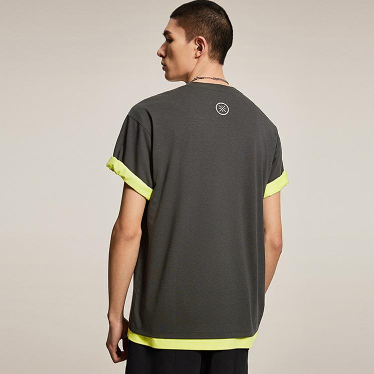 Li Ning Wade Series Comfortable Moisture Wicking Sports Short Sleeve T-Shirt Men Tops Graphite-Grey AHSU173-8
