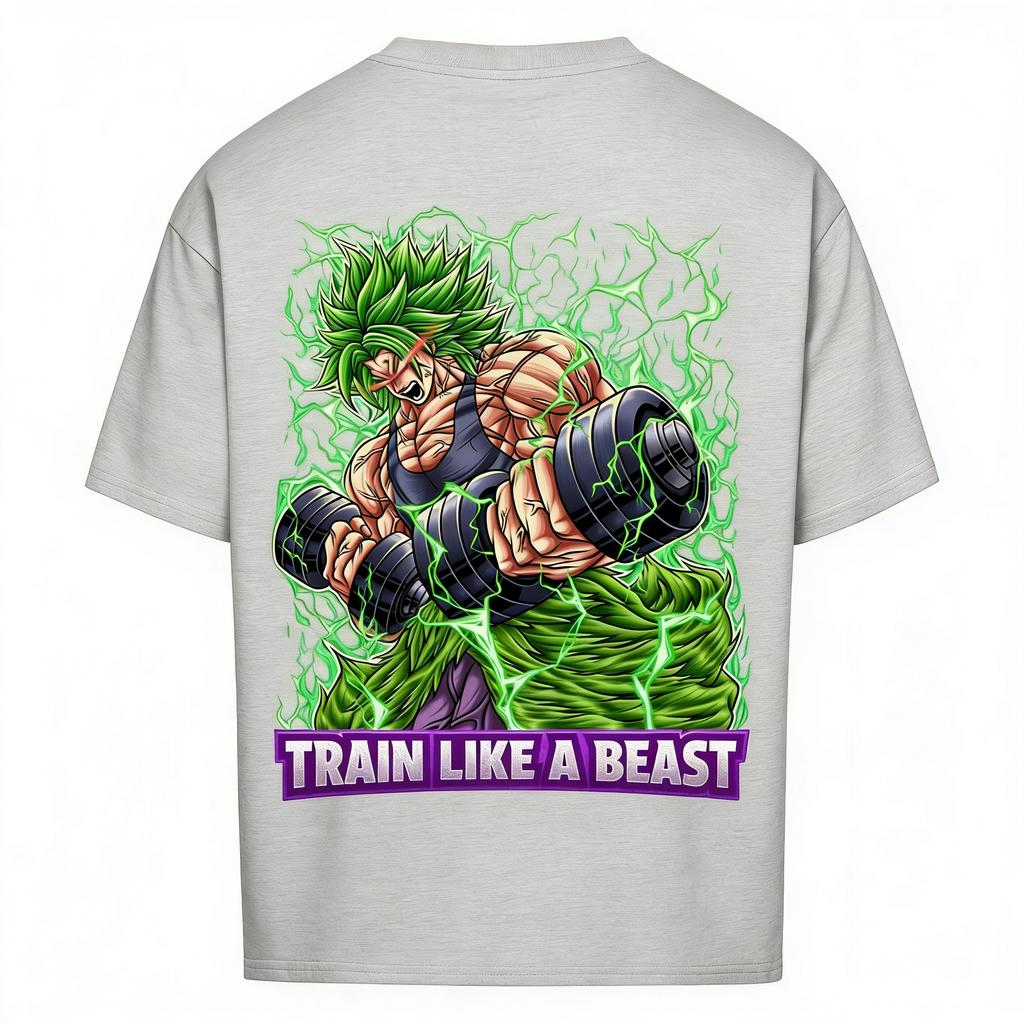 Dragon Ball Gym Sports Casual TRAIN LIKE A BEAST TShirt Unisex 2026 Summer Oversized Broly Graphic Print Outdoor Daily Wear Tee
