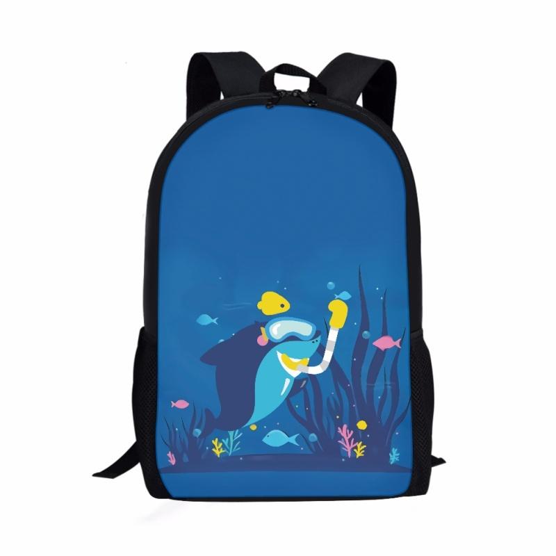 Ocean Sharks Pattern Print Students School Bag Boys Girls Kids Book Bag Daily Casual Storage Backpack Teenager Travel Rucksack