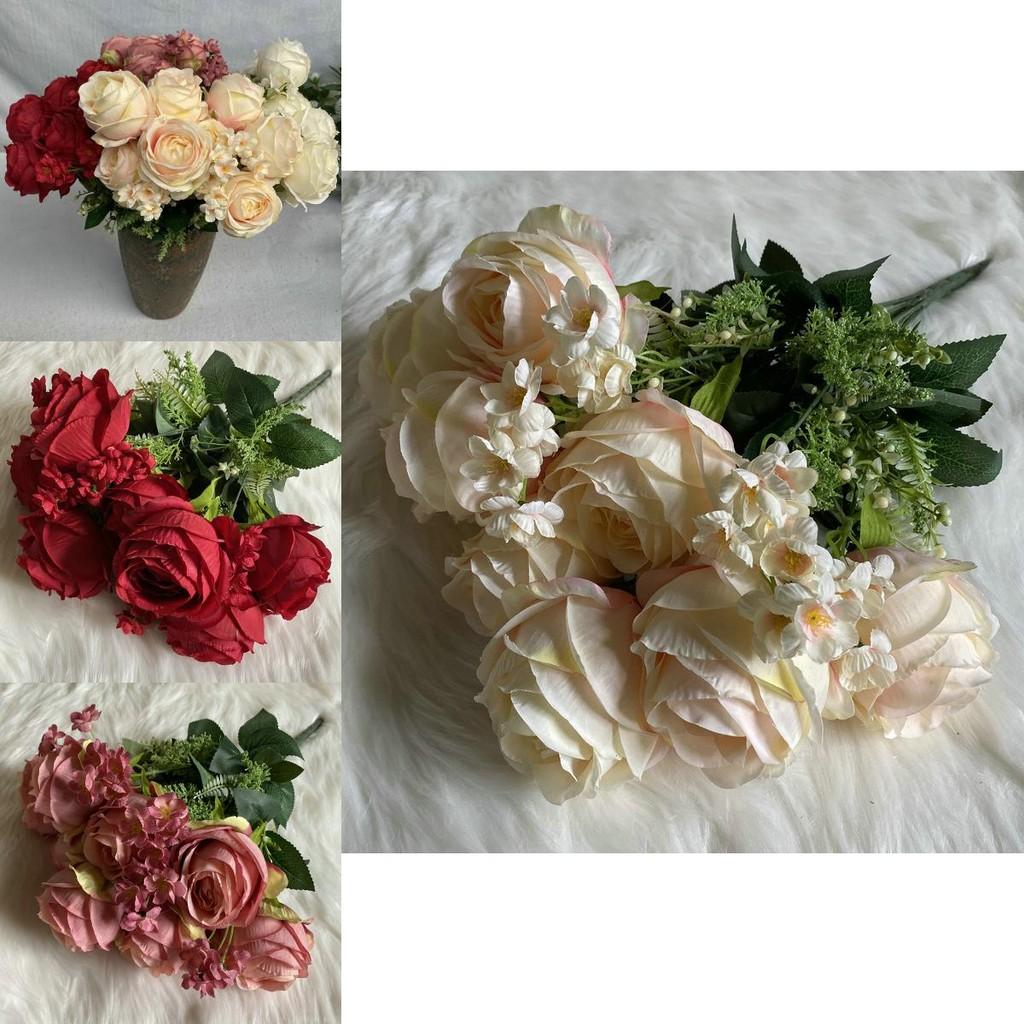 Faux Velvet Rose Bouquet For Wedding Hall Decor With Realistic Flower Props