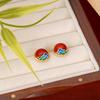 Tichiya Red Agate Mountain and River Earrings for Women - S925 Sterling Silver, Retro National Trend, Zodiac Year Design