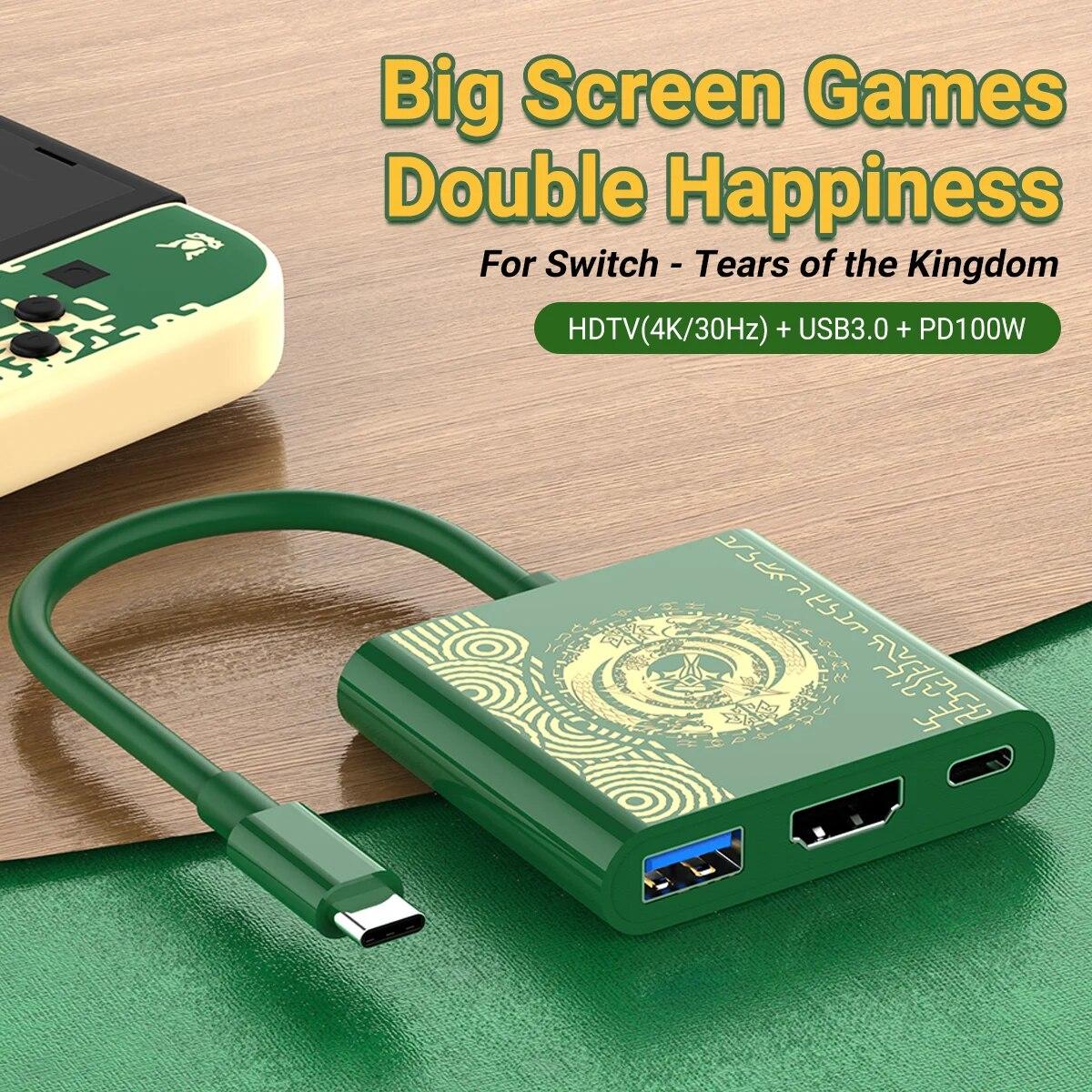 

PD100W Game Docking Station Support TV Dock Mode USB-C to 4K HDTV Hub For Steam Deck Phone iPad Laptop темно-зеленого