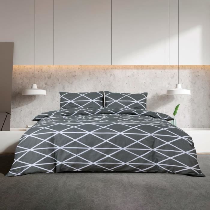 VidaXL Duvet Cover Set Grey 200x200 Cm Cotton136047