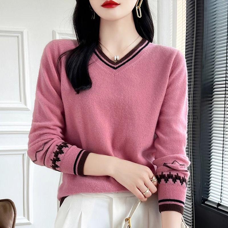 WTEMPO Women Long Sleeve Pullover Sweater Soft Comfortable Jumper Fashion Knitwear Loose Sweater